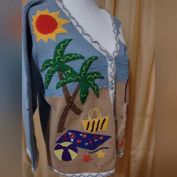 Coastal Christmas Santa Sweater. Size Small. - Picture 4 of 8